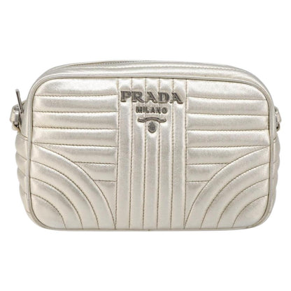 Prada Camera Diagramme Quilted Leather, Metallic, Leather, Shoulder Bag