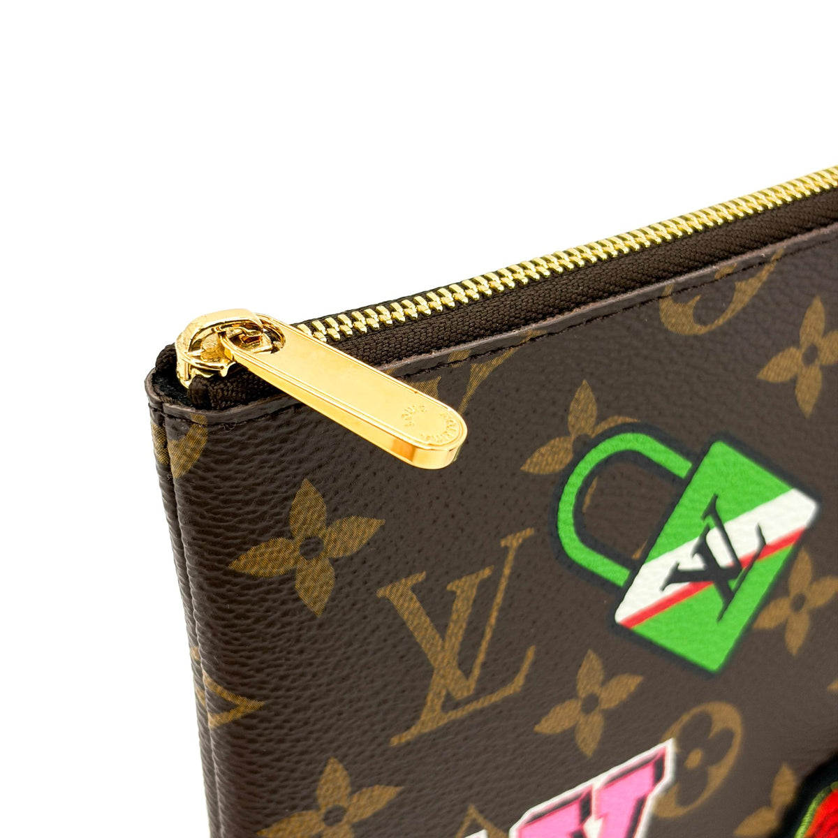 Louis Vuitton City Pouch Limited Edition Patches Monogram Canvas, Brown, Canvas, Clutch