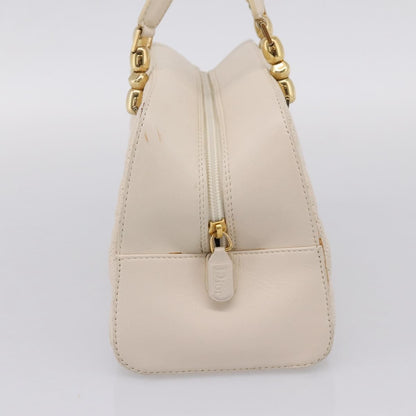 Christian Dior Vintage Leather, White, Leather, Tote Bag