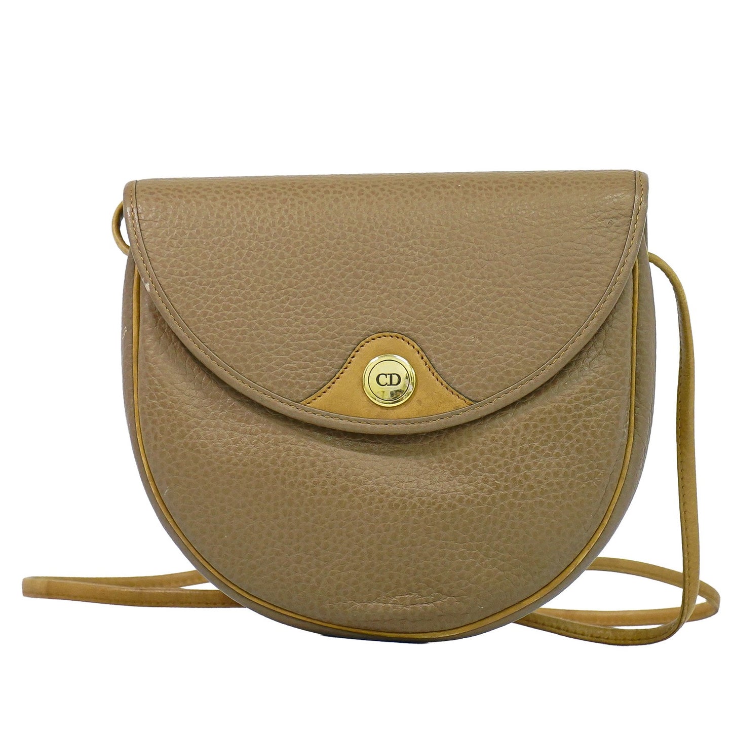 Christian Dior Vintage CD Flap Leather, Beige, Leather, Shoulder Bag