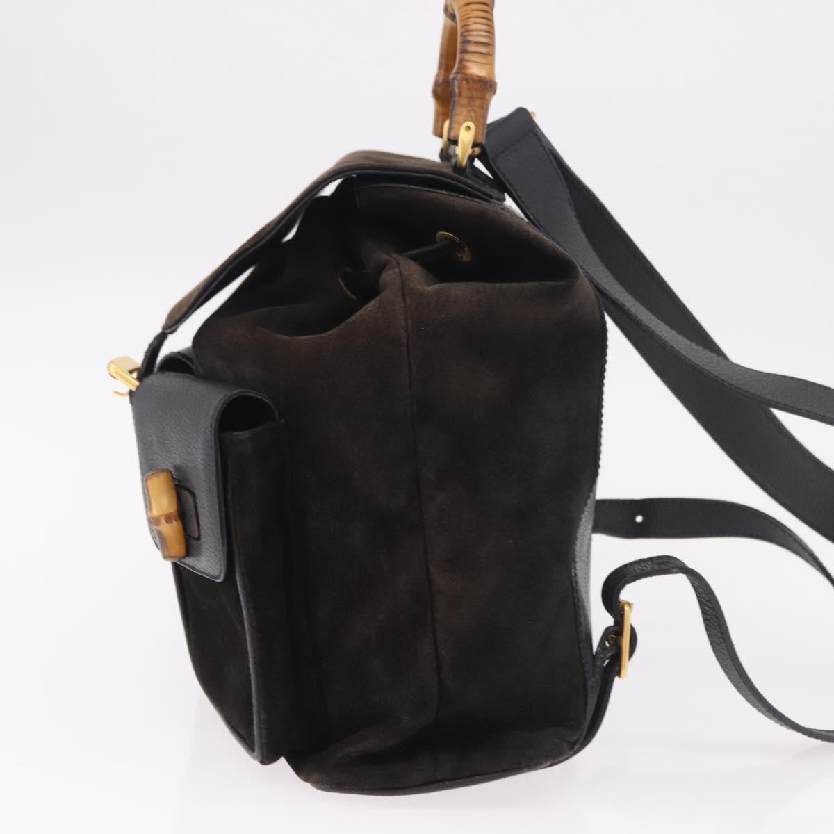 Gucci Vintage Bamboo Suede, Brown, Suede, Backpack