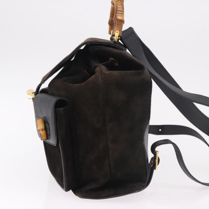 Gucci Vintage Bamboo Suede, Brown, Suede, Backpack