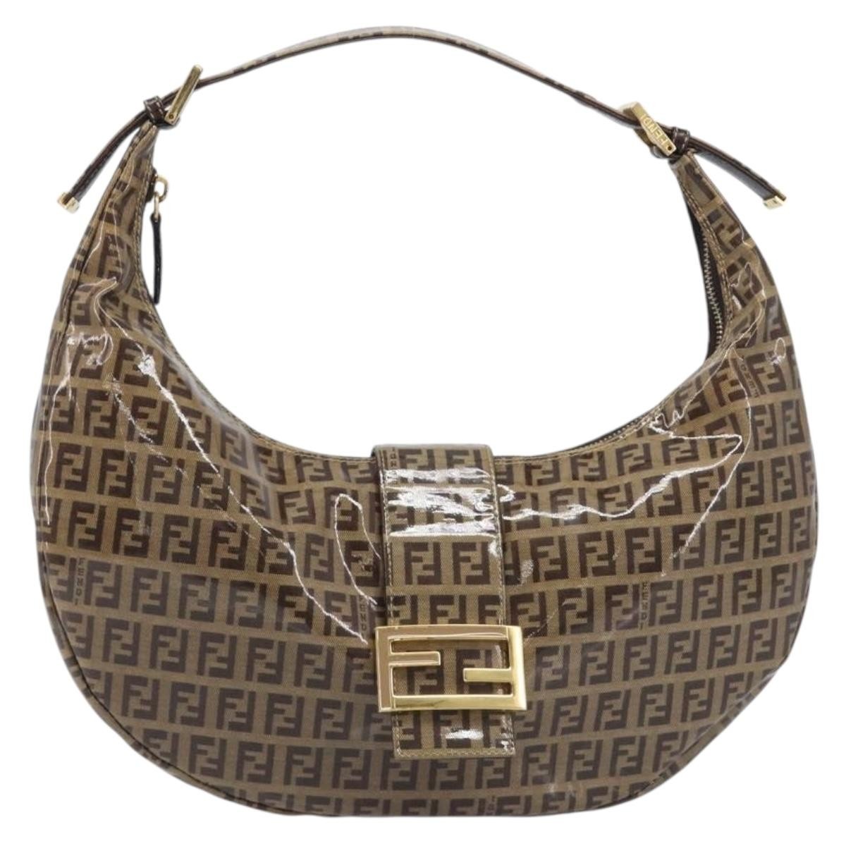 Fendi Zucchino Canvas Mamma Baguette Canvas, Brown, Canvas, Shoulder Bag