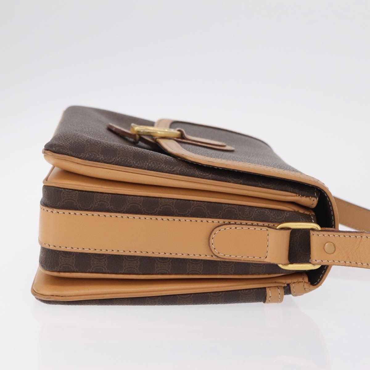 Celine Macadam Shoulder Canvas, Brown, Canvas, Crossbody Bag