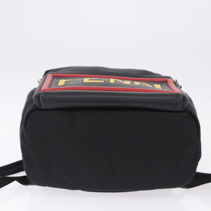 Fendi Fiend Nylon with Printed Leather, Black, Nylon, Backpack