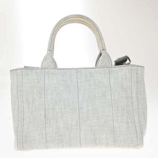 Prada Canapa Convertible Rhinestone Embellished Canvas, Gray, Canvas, Tote Bag