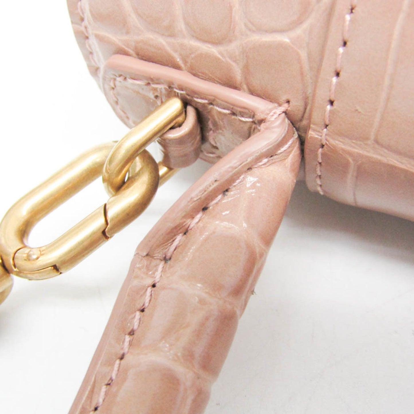 Balenciaga Hourglass Crocodile Embossed, Pink, Leather, Handbag