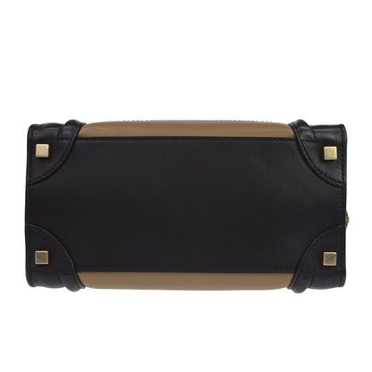 Celine Tricolor Luggage Leather, Beige, Leather, Handbag