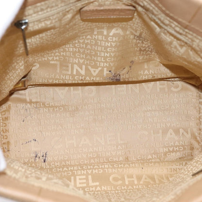 Chanel Chocolate Bar Coco Mark Leather, Beige, Leather, Tote Bag