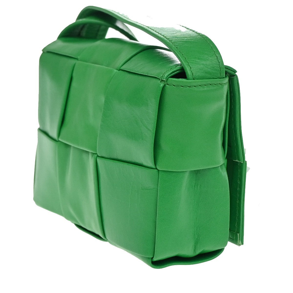 Bottega Veneta Cassette Maxi Intrecciato Leather, Green, Leather, Crossbody Bag