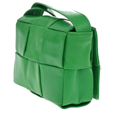 Bottega Veneta Cassette Maxi Intrecciato Leather, Green, Leather, Crossbody Bag