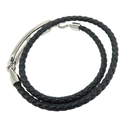 Hermes Roulis Double Tour Braided Leather, Black, Leather, Bracelet