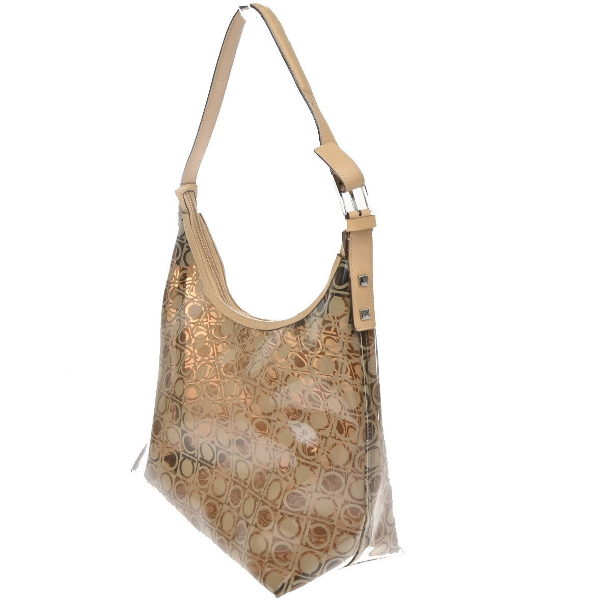 Salvatore Ferragamo Gancini PVC Leather, Brown, PVC, Shoulder Bag
