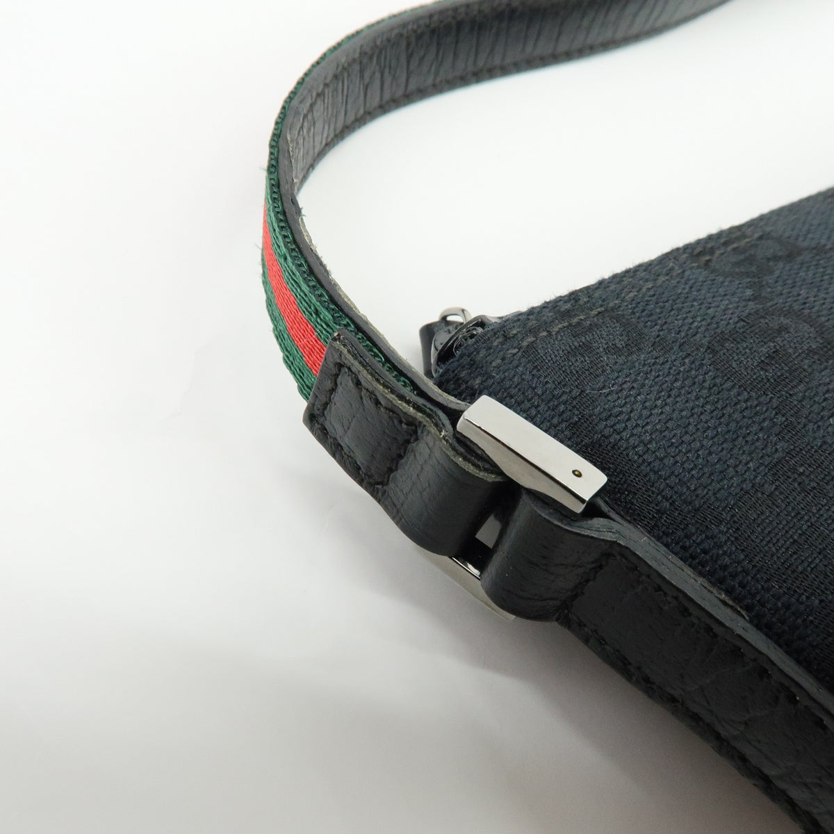 Gucci Boat Pochette GG Denim, Black, Canvas, Clutch