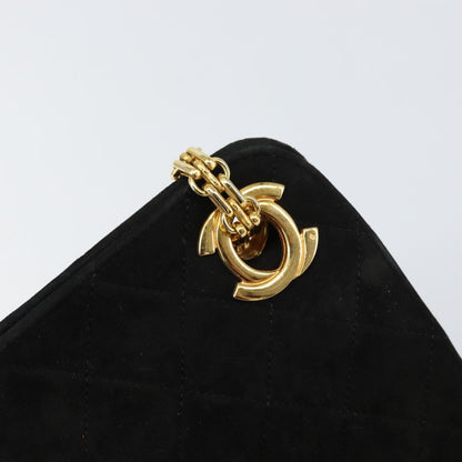 Chanel Matelasse Chain Shoulder Bag Suede, BLACK, SUEDE, Shoulder bag