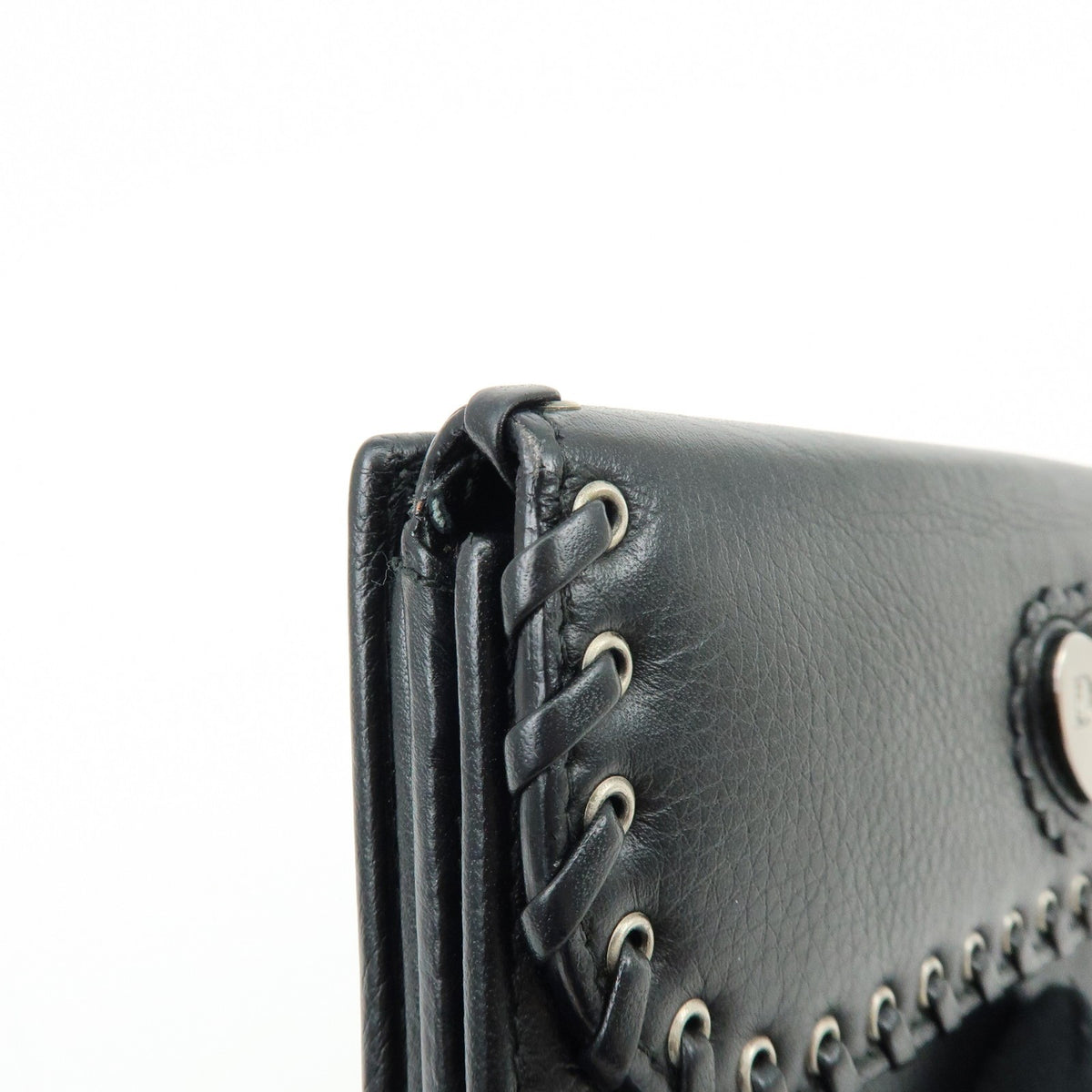 Christian Dior Trotter / Heart Motif Wallet Leather, Black, Leather, Wallet