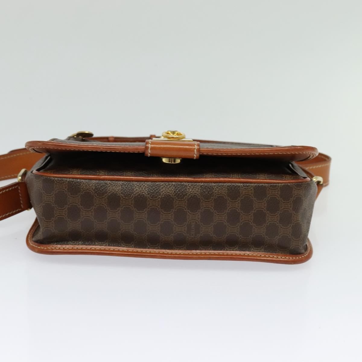 Celine Vintage Macadam Canvas and Leather, Brown, Canvas, Shoulder Bag
