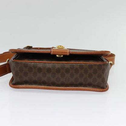 Celine Vintage Macadam Canvas and Leather, Brown, Canvas, Shoulder Bag