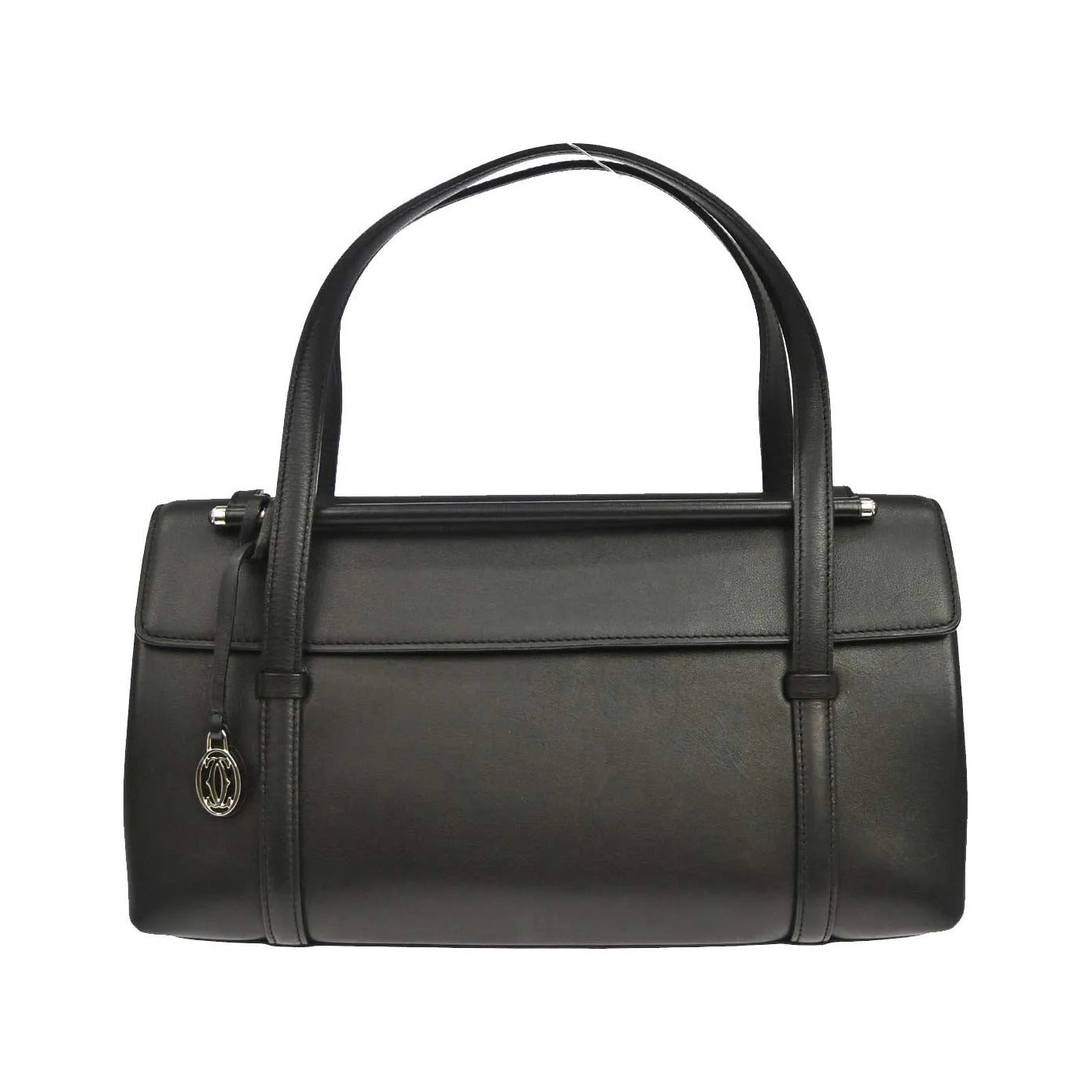 Cartier Cabochon Leather, Black, Leather, Handbag