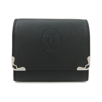 Cartier Coin Purse Must de Cartier Leather, Black, Leather, Wallet