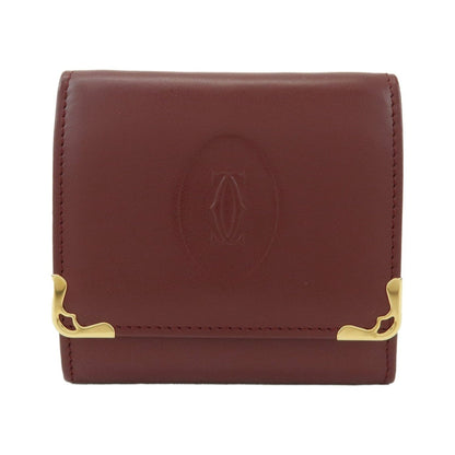 Cartier Coin Purse Must de Cartier Leather, Burgundy, Leather, Wallet