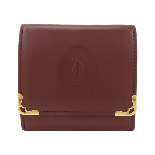 Cartier Coin Purse Must de Cartier Leather, Burgundy, Leather, Wallet