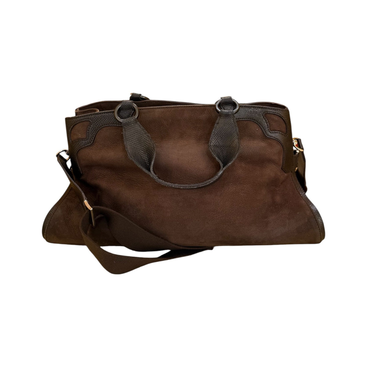 Cartier Marcello Leather, Brown, Suede, Handbag