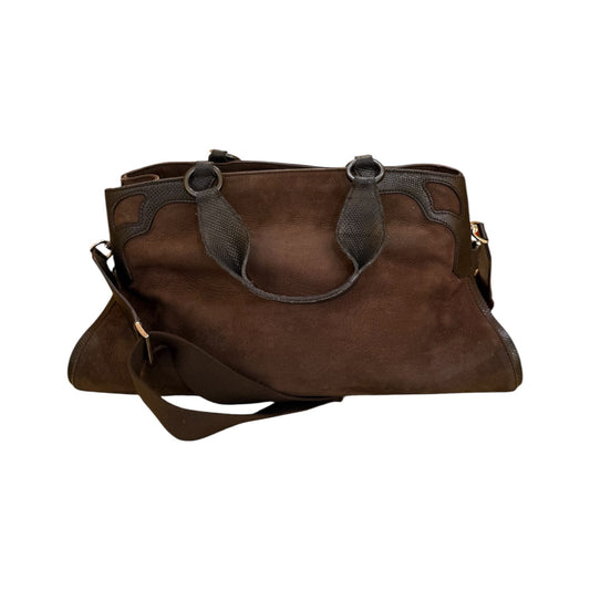 Cartier Marcello Leather, Brown, Suede, Handbag