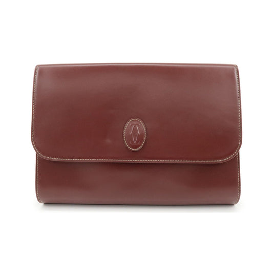 Cartier Must de Cartier Clutch Leather, Burgundy, Leather, Clutch