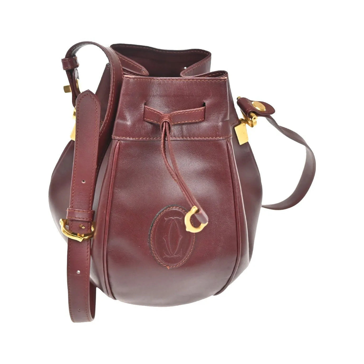Cartier Must de cartier Leather, Red, Leather, Shoulder Bag