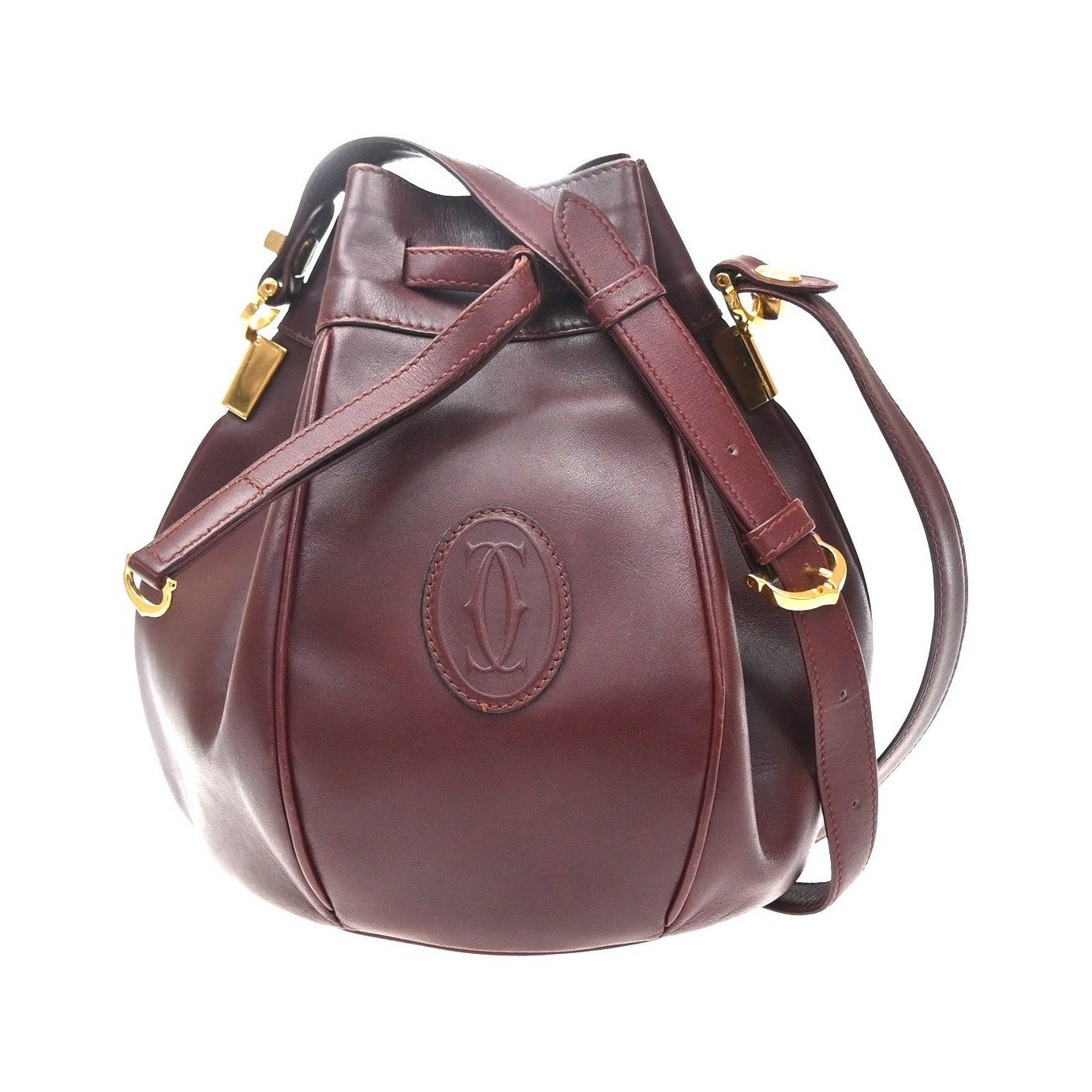 Cartier Must de cartier Leather, Burgundy, Leather, Shoulder Bag