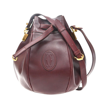 Cartier Must de cartier Leather, Burgundy, Leather, Shoulder Bag