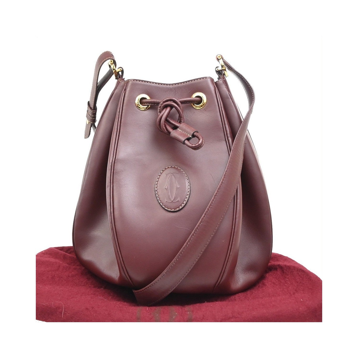 Cartier Must de cartier Leather, Burgundy, Leather, Shoulder Bag