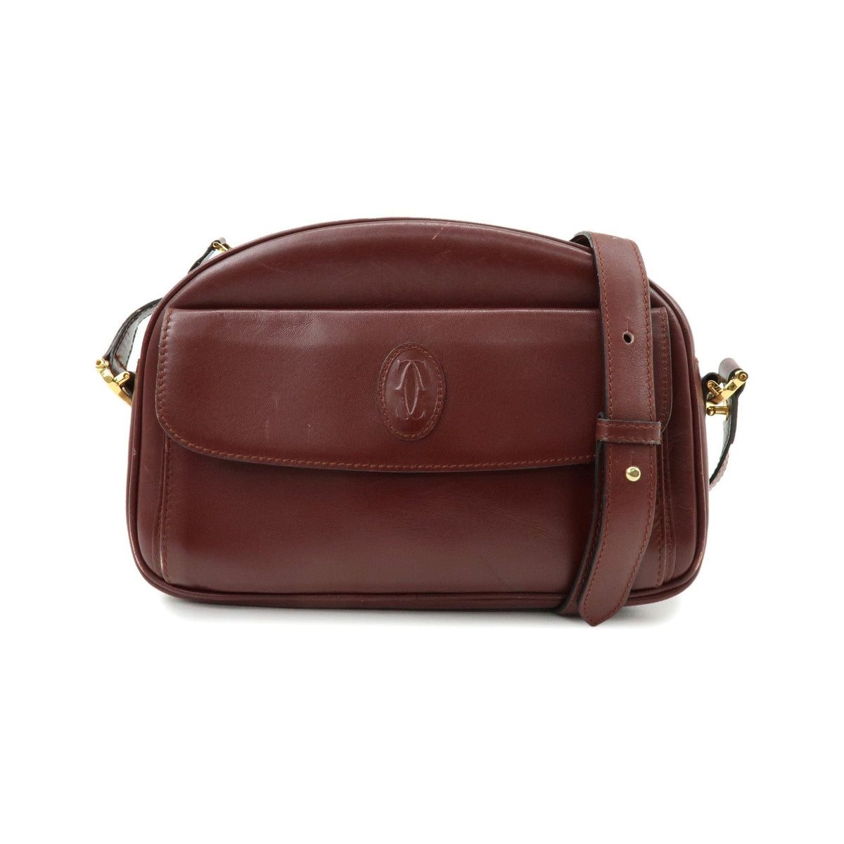 Cartier Must de Cartier Leather, Burgundy, Leather, Shoulder Bag