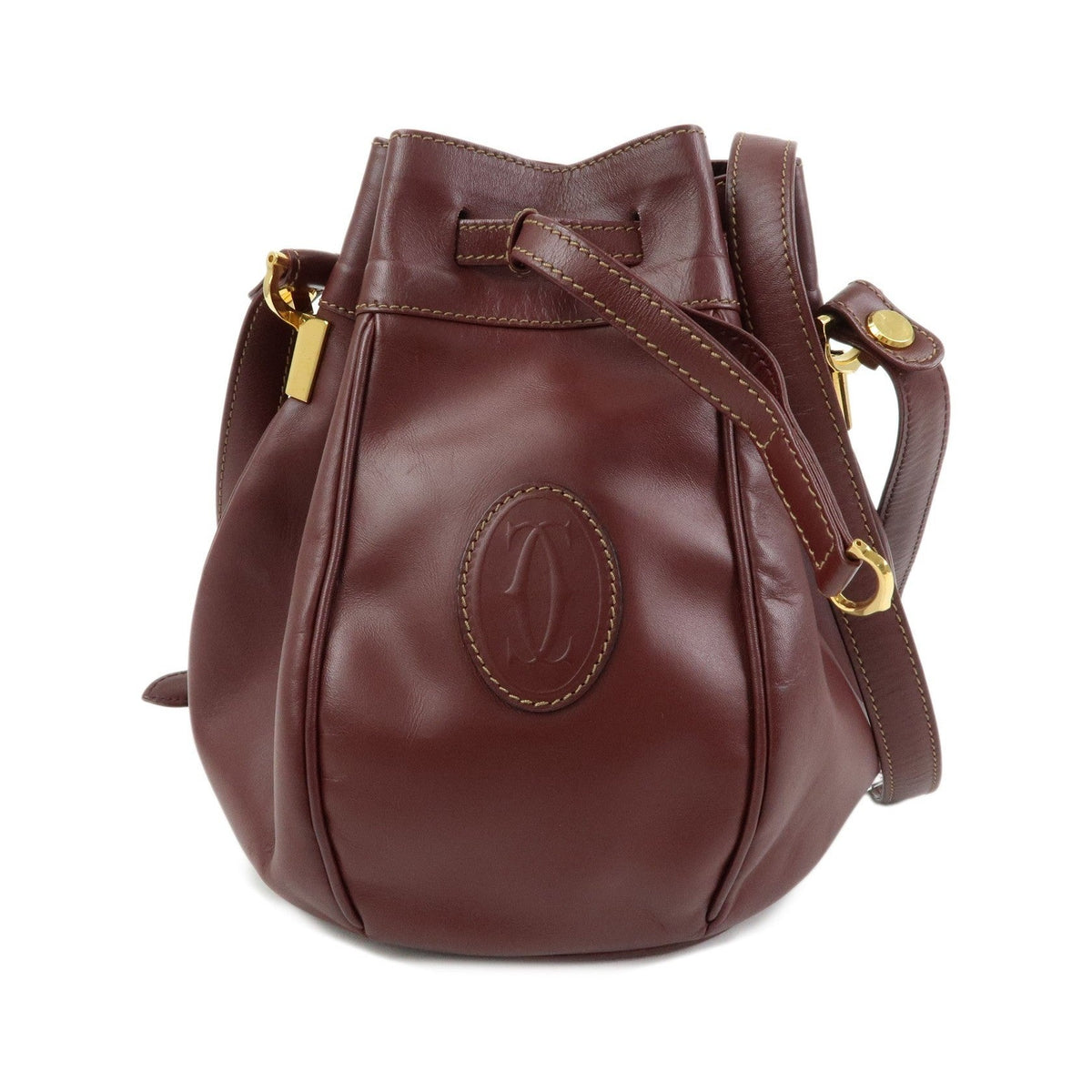 Cartier Must de Cartier Leather, Burgundy, Leather, Shoulder Bag
