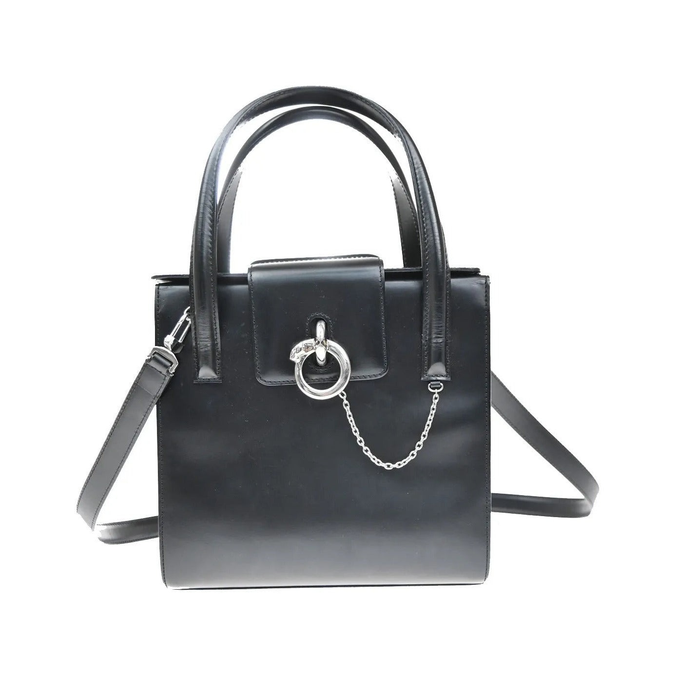 Cartier Panthère Leather, Black, Leather, Handbag