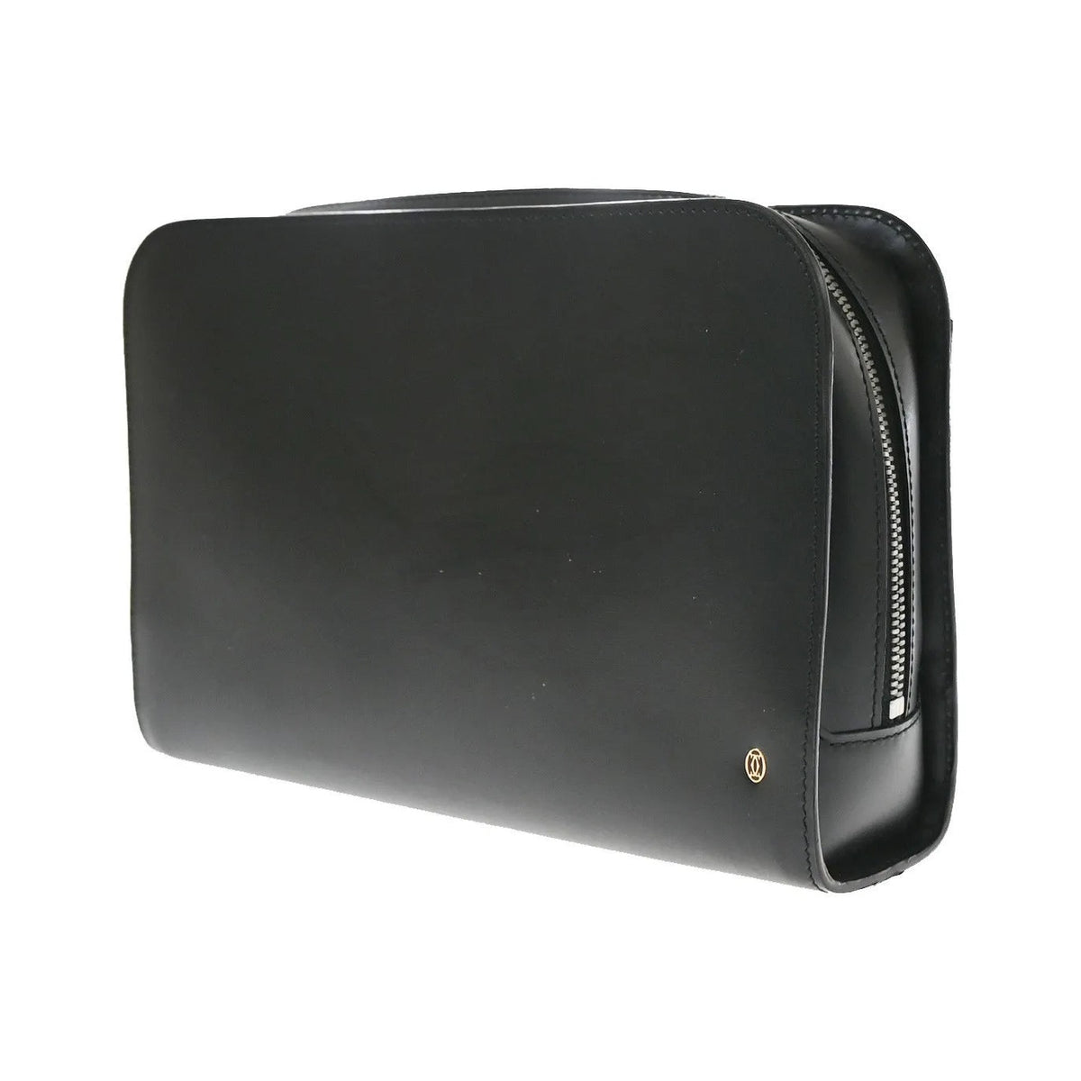 Cartier Pouch with a handle Box Calf, Black, Leather, Clutch