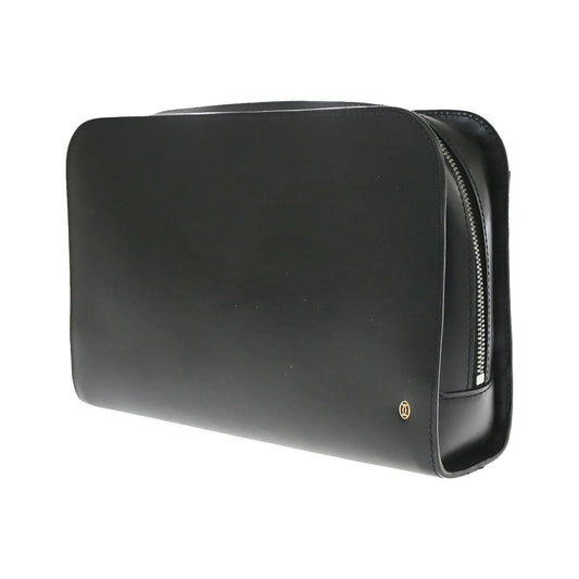 Cartier Pouch with a handle Box Calf, Black, Leather, Clutch