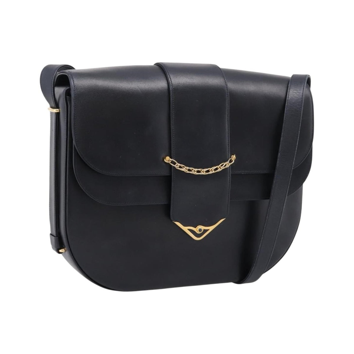 Cartier Sapphire Line Leather, Black, Leather, Shoulder Bag