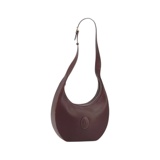 cartier Vintage must de Cartier Leather, Burgundy, Leather, Shoulder Bag