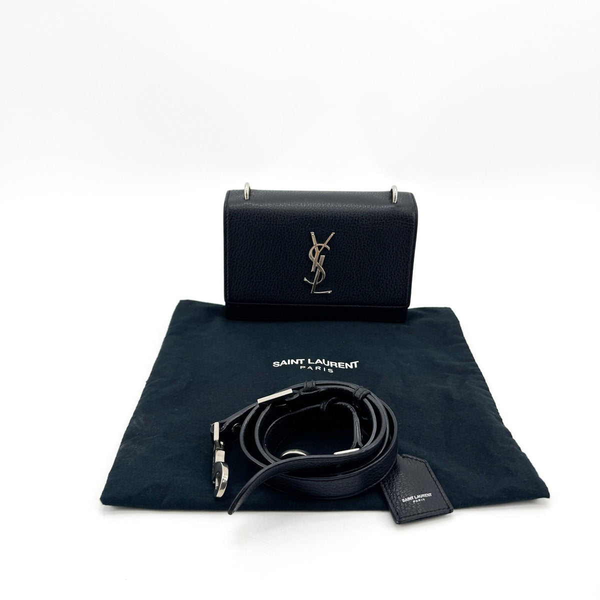 Saint Laurent Sunset Leather, Black, Leather, Crossbody Bag