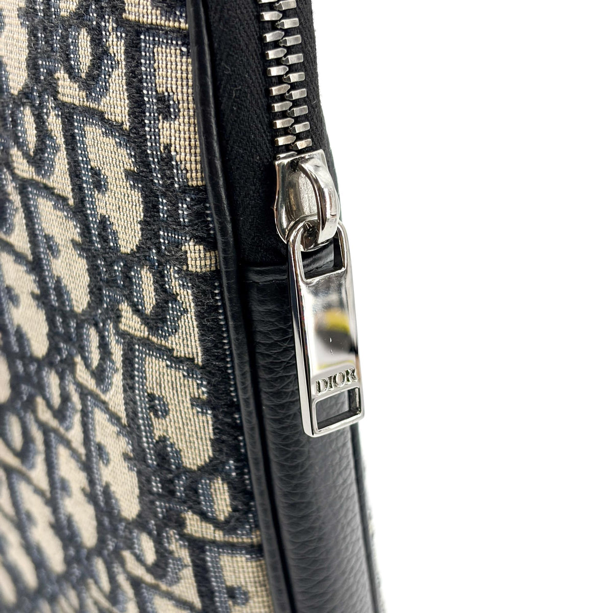 Christian Dior A4 Zip Oblique Canvas, Beige, Canvas, Clutch