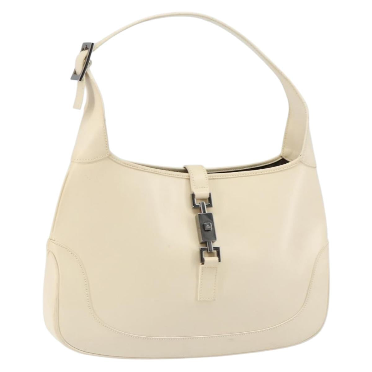 Gucci Jackie Original Shoulder Bag Leather, WHITE, LEATHER, Shoulder bag
