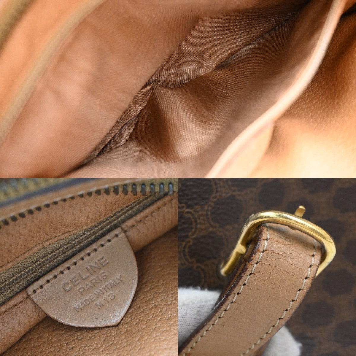 Celine Macadam Leather, Brown, PVC, Shoulder Bag