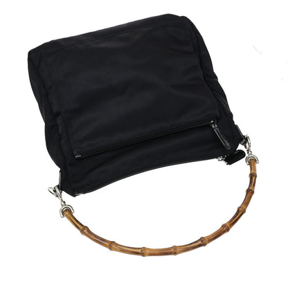 Gucci Sherry bamboo Nylon, Black, Nylon, Shoulder Bag