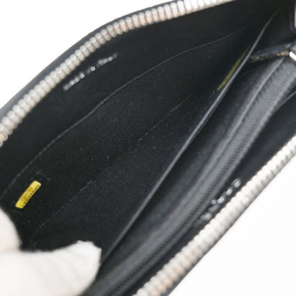 Chanel CC Charm Zip Around Quilted Lambskin, Black, Leather, Wallet