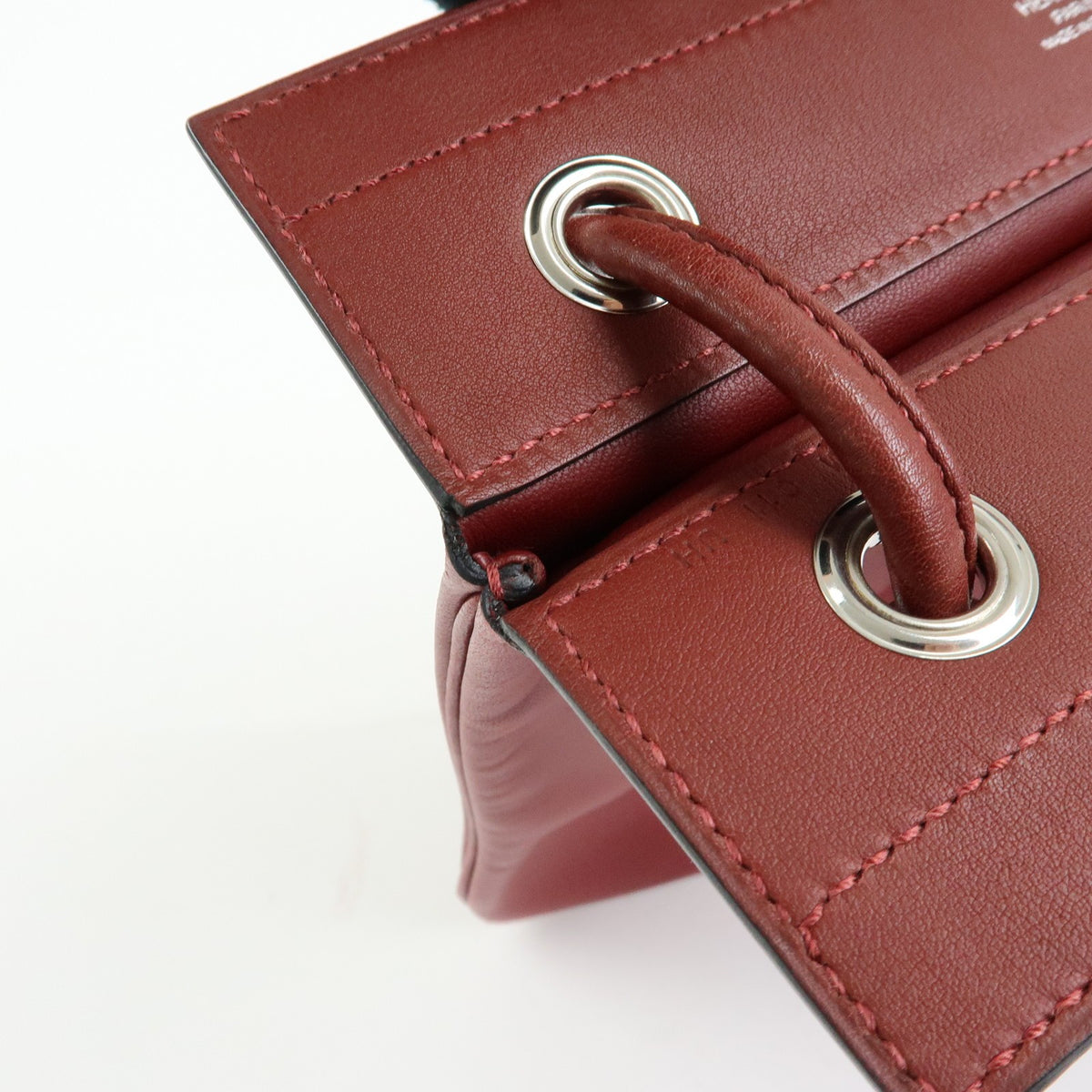 Hermes Aline Milo Lambskin and Swift, Burgundy, Leather, Handbag