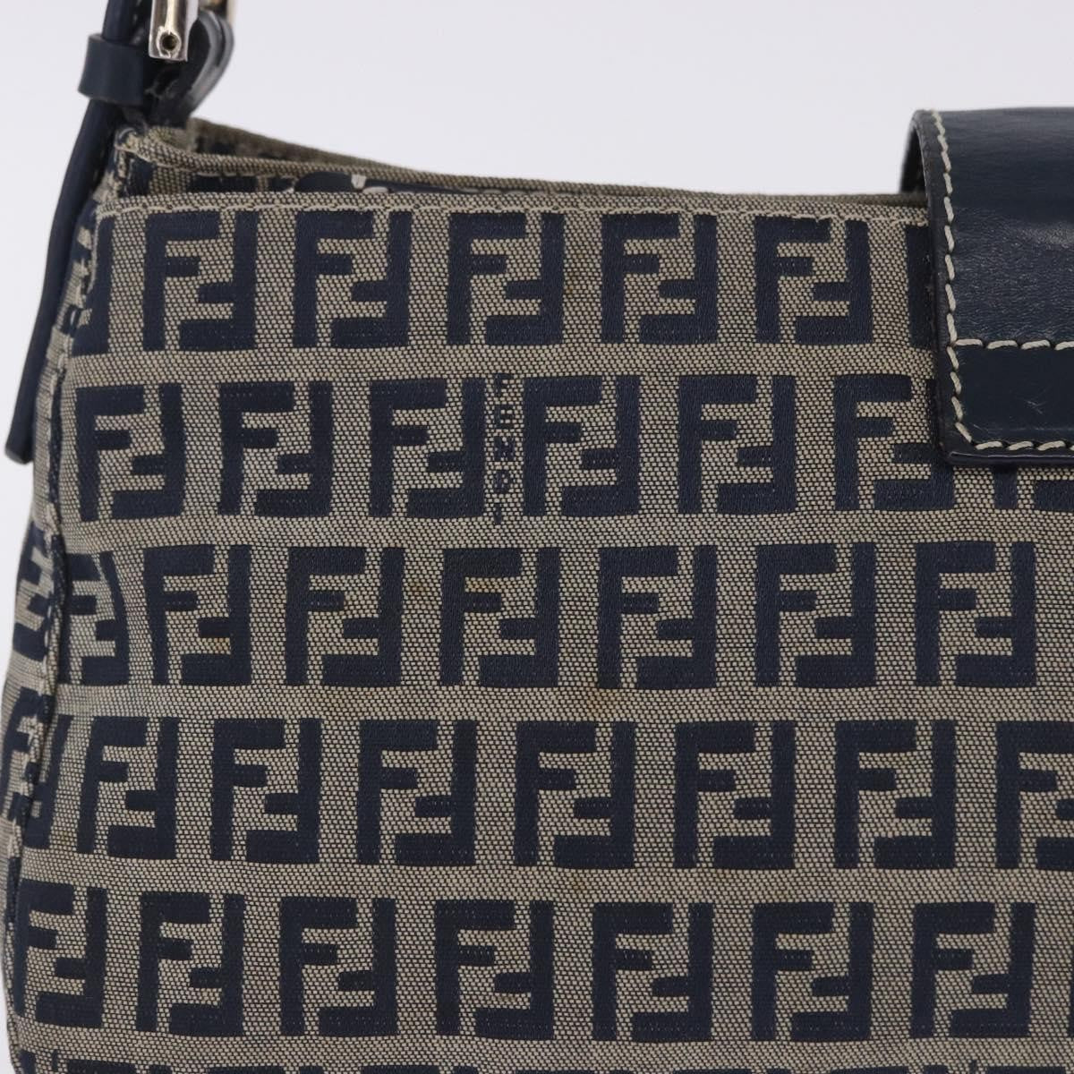 Fendi Baguette Zucca Canvas, Navy, Canvas, Handbag