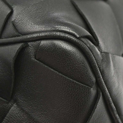 Bottega Veneta Zip Clutch Leather with Intrecciato Snakeskin Detail, Black, Leather, Clutch