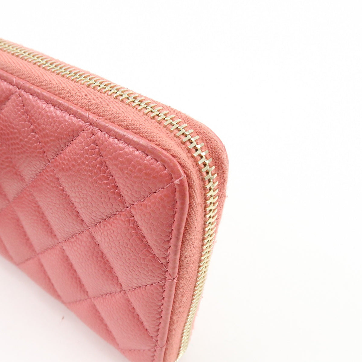 Chanel Zip Around Organizer Quilted Caviar, Pink, Leather, Wallet